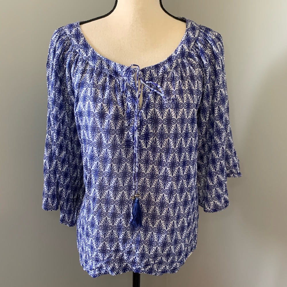Lightweight blue & white shirt from Lara ethnics